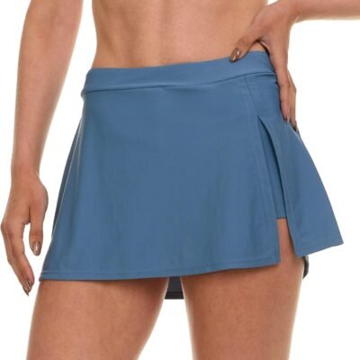 Women Swim Skirt with Shorts Liner, Swim Skorts for Women Swimwear, Sporty Athletic Bathing Suit Skirt Bottoms
