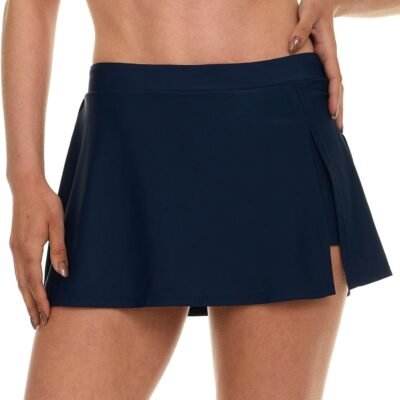 Womens Swim Skirt with Shorts Liner, Swim Skorts for Women Swimwear, Sporty Athletic Bathing Suit Skirt Bottoms