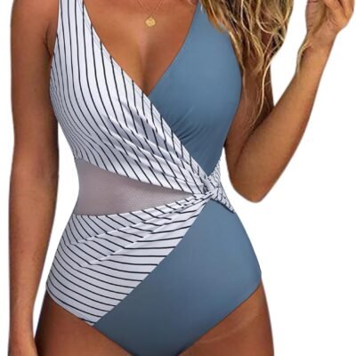 Women Sexy Mesh Tummy Control One Piece Swimsuit Push Up Bathing Suit