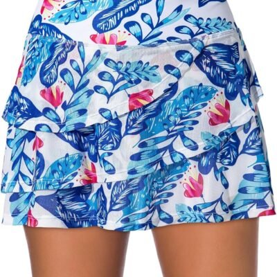 Women's Waistband Layered Swimdress Ruffle Swim Skirt Swimsuit Bottom(Available in Plus)